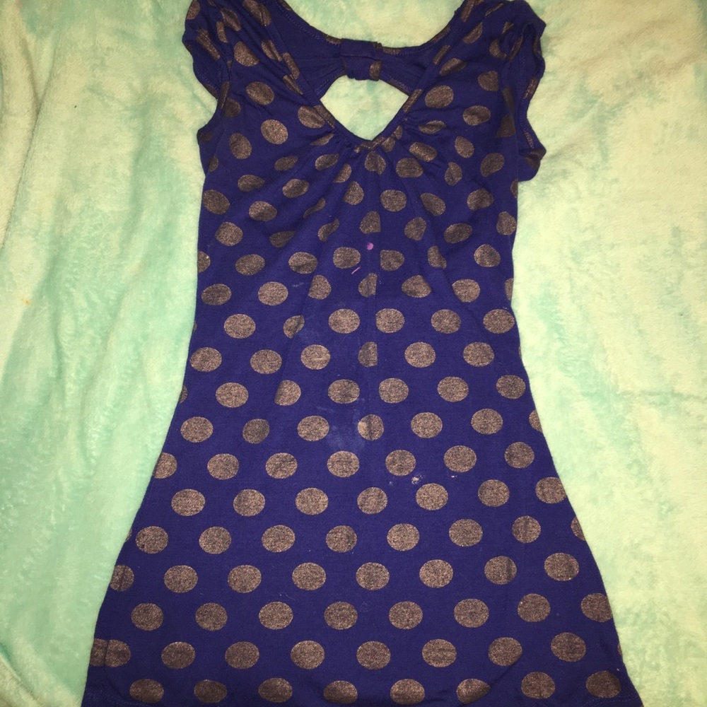 Polka dot blue bow top